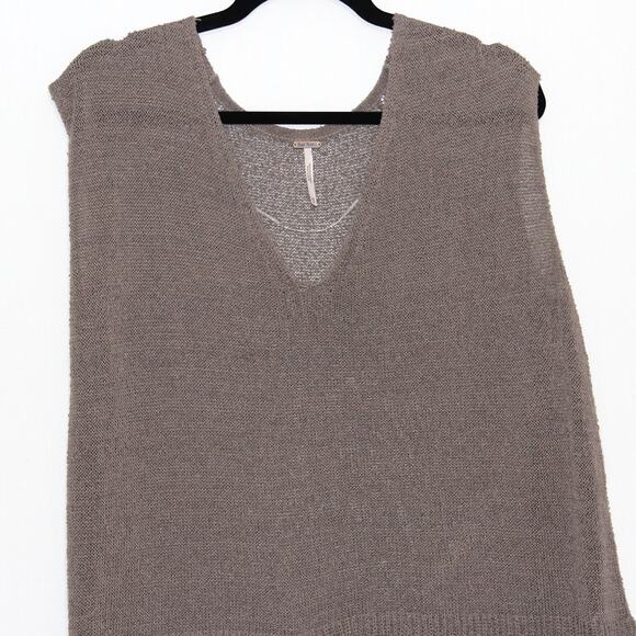 Free People Taupe Brown Blouse Knit Top Size XS - Picture 3 of 10